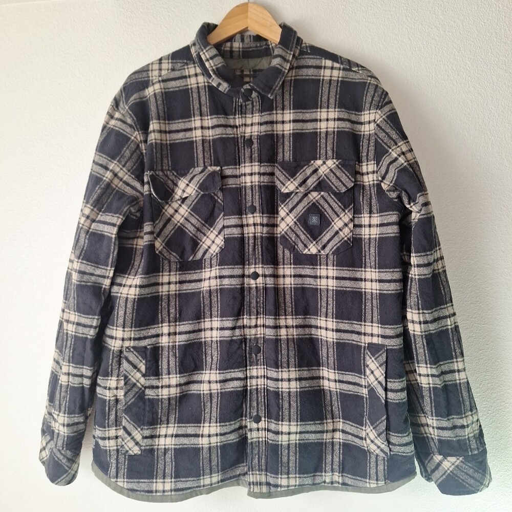Roark Jacket Mens XL Backwoods Overshirt Quilt Lined Black Plaid Flannel Shacket